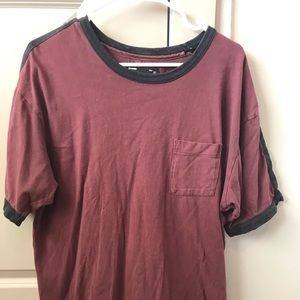 Maroon tee with front pocket